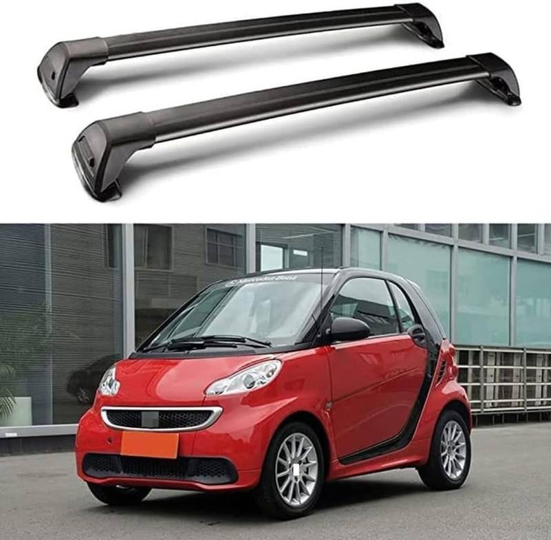 Dachgepäckträger für Ben-z Smart Fortwo 451 2-Türer 2009-2015, Aluminium-Dachgepäckträger, Dachreling, Querträger, abschließbar – passend für bündige Dachreling, Querträger von BNMJY