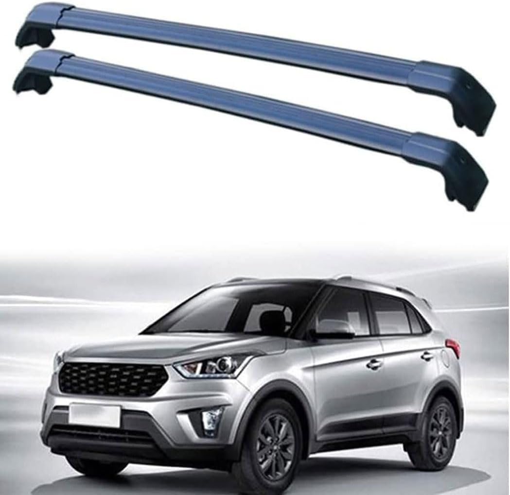 Dachträger für Hyundai Creta 2016-2019, Aluminium-Dachträger, Dachreling, Querträger, abschließbar – passend für bündige Dachreling, Querträger von BNMJY