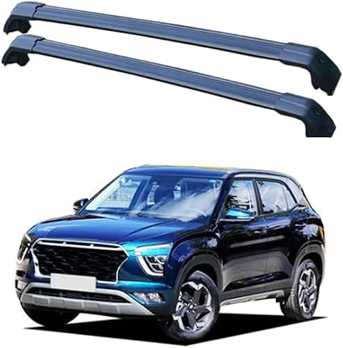 Dachträger für Hyundai IX25 2015-2019, Aluminium-Dachträger, Dachreling, Querträger, abschließbar – passend für bündige Dachreling, Querträger von BNMJY