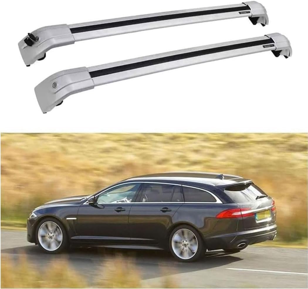 Dachträger für Jaguar XF Sportbrake 2010-2016, Aluminium-Dachträger, Dachreling, Querträger, abschließbar – passend für bündige Dachreling, Querträger von BNMJY