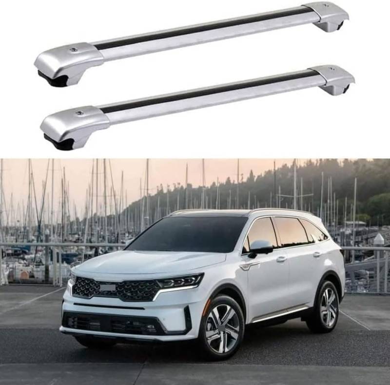 Dachträger für Kia Sorento 2022 2023, Aluminium-Dachträger, Dachreling, Querträger, abschließbar – passend für bündige Dachreling, Querträger von BNMJY