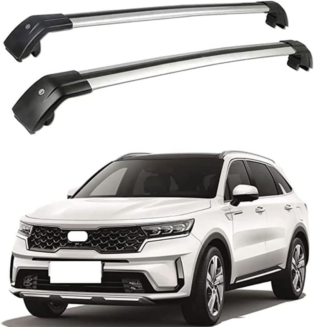 Dachträger für Kia Sorento III/Prime 2020 2021 2022, Aluminium-Dachträger, Dachreling, Querträger, abschließbar – passend für bündige Dachreling, Querträger von BNMJY