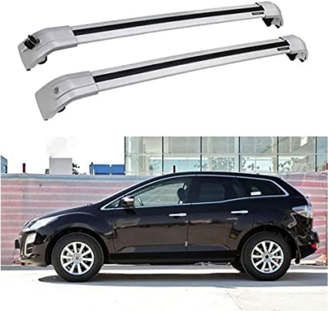 Dachträger für Mazda CX-7 SUV 2010–2014, Aluminium-Dachträger, Dachreling, Querträger, abschließbar – passend für bündige Dachreling, Querträger von BNMJY