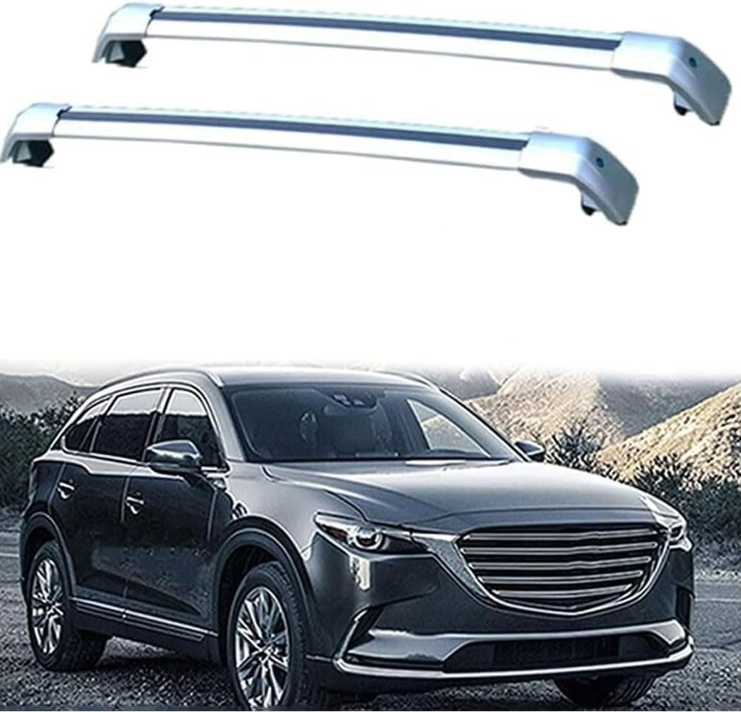 Dachträger für Mazda CX-9 5-dr SUV 2016–2020, Aluminium-Dachträger, Dachreling, Querträger, abschließbar – passend für bündige Dachreling, Querträger von BNMJY