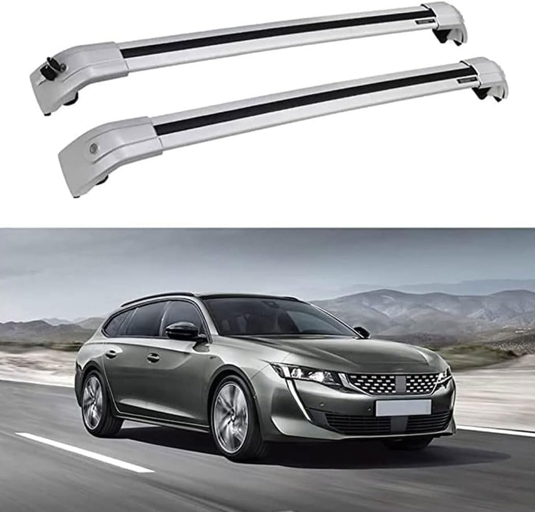 Dachträger für Peugeot 508 SW 2011–2018, Aluminium-Dachträger, Dachreling, Querträger, abschließbar – passend für bündige Dachreling, Querträger von BNMJY