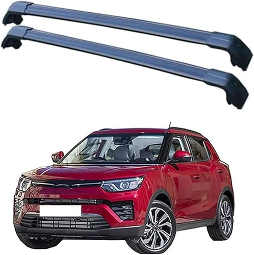 Dachträger für SsangYong Tivoli 2015–2020, Aluminium-Dachträger, Dachreling, Querträger, abschließbar – passend für bündige Dachreling, Querträger von BNMJY