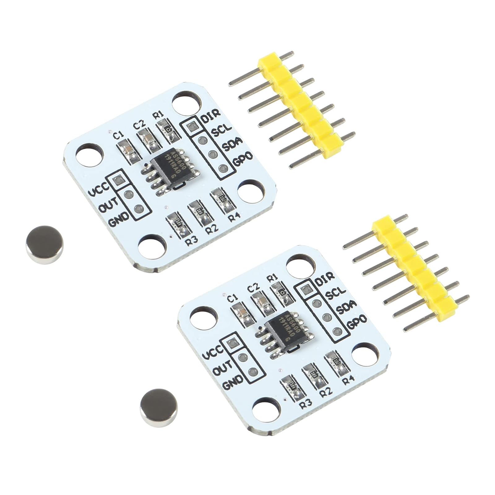 2 Stück Encoder Magnetisches Induktionswinkelmesssensormodul, AS5600 Magnet-Encoder Sensormodul für Winkelmessung, Induktion, 12 Bit, hohe Präzision von BNOYONERAS