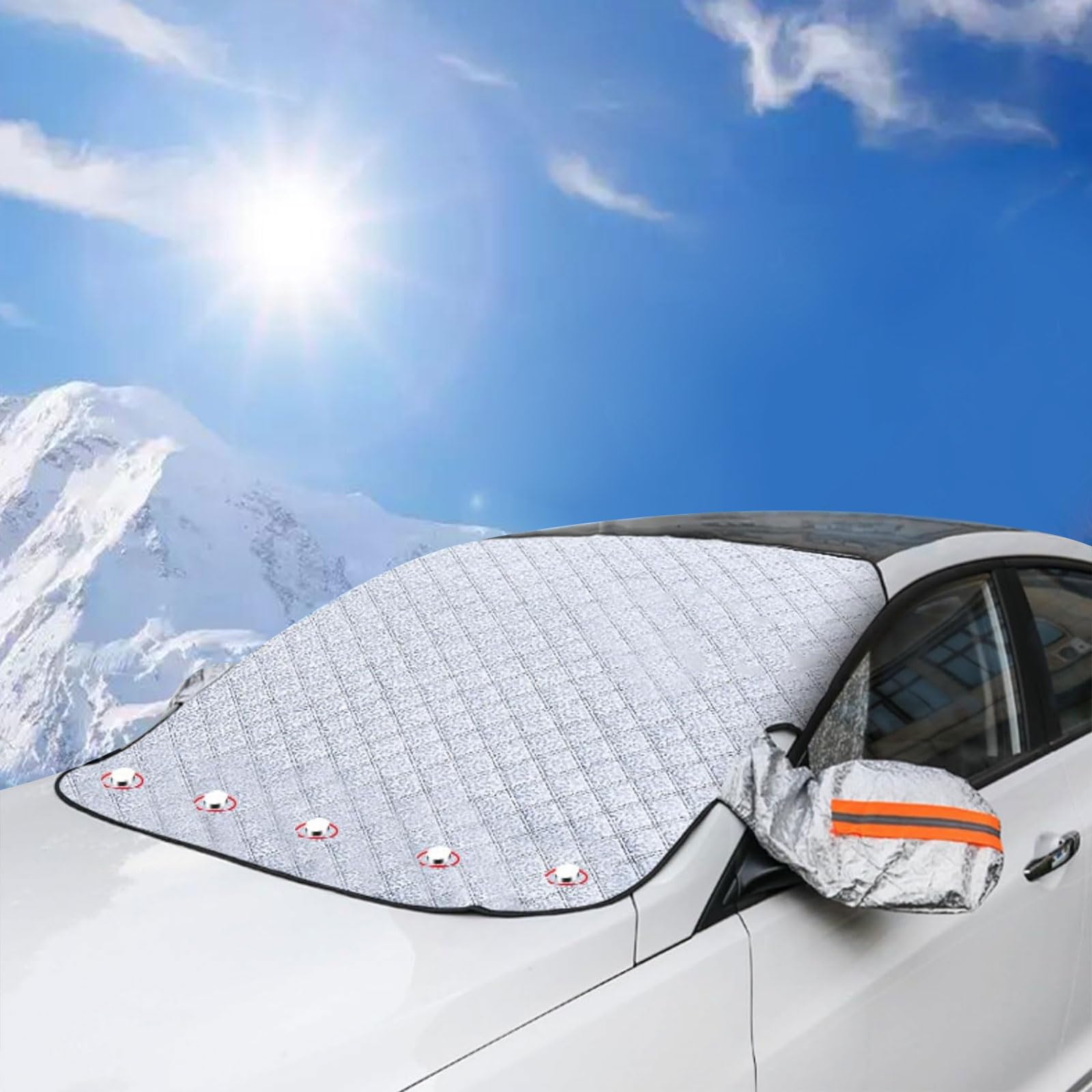 Frontscheibenabdeckung Winter,Sonnenschutz Auto Frontscheibe,Autoscheibenabdeckung Winter,Frontscheibenabdeckung mit 5 Magneten,Scheiben Abdeckung Auto Winter Gegen Schnee EIS,Frost,Staub,Sonne UV von BNOYONERAS