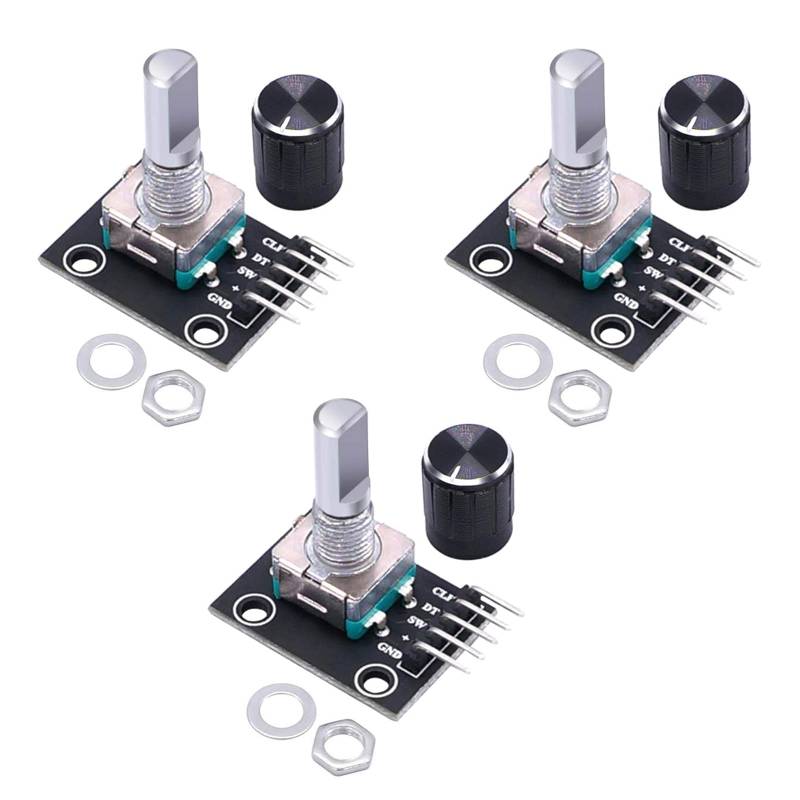 Rotary Encoder Modul, 3 Stück Rotary Encoder Module, Rehgeber, Dreh Encoder, 360 Grad Drehgeber Schalter Mit Druckknopf, für Automobilelektronik Multimedia-Audio von BNOYONERAS