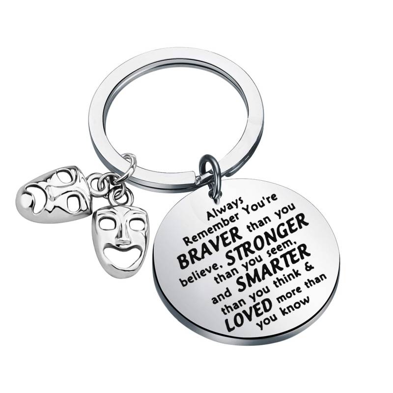 BNQL Drama Gifts Keychain Comedy Tragdy Masks Keychain Musical Theater Performer Gifts, silber, Large von BNQL