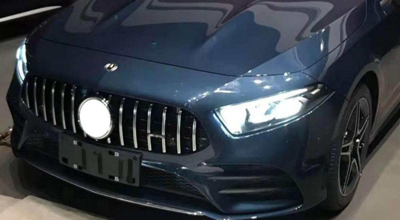 Sport Optik Kühlergrill Grill Gitter Für Mercedes-Benz A-Class(W177) 2019-2022, 1Pcs GläNzend Doppelsteg Grilles Auto Zubehör Autoersatz Grilleinsätze Silbrig von BNTCTC