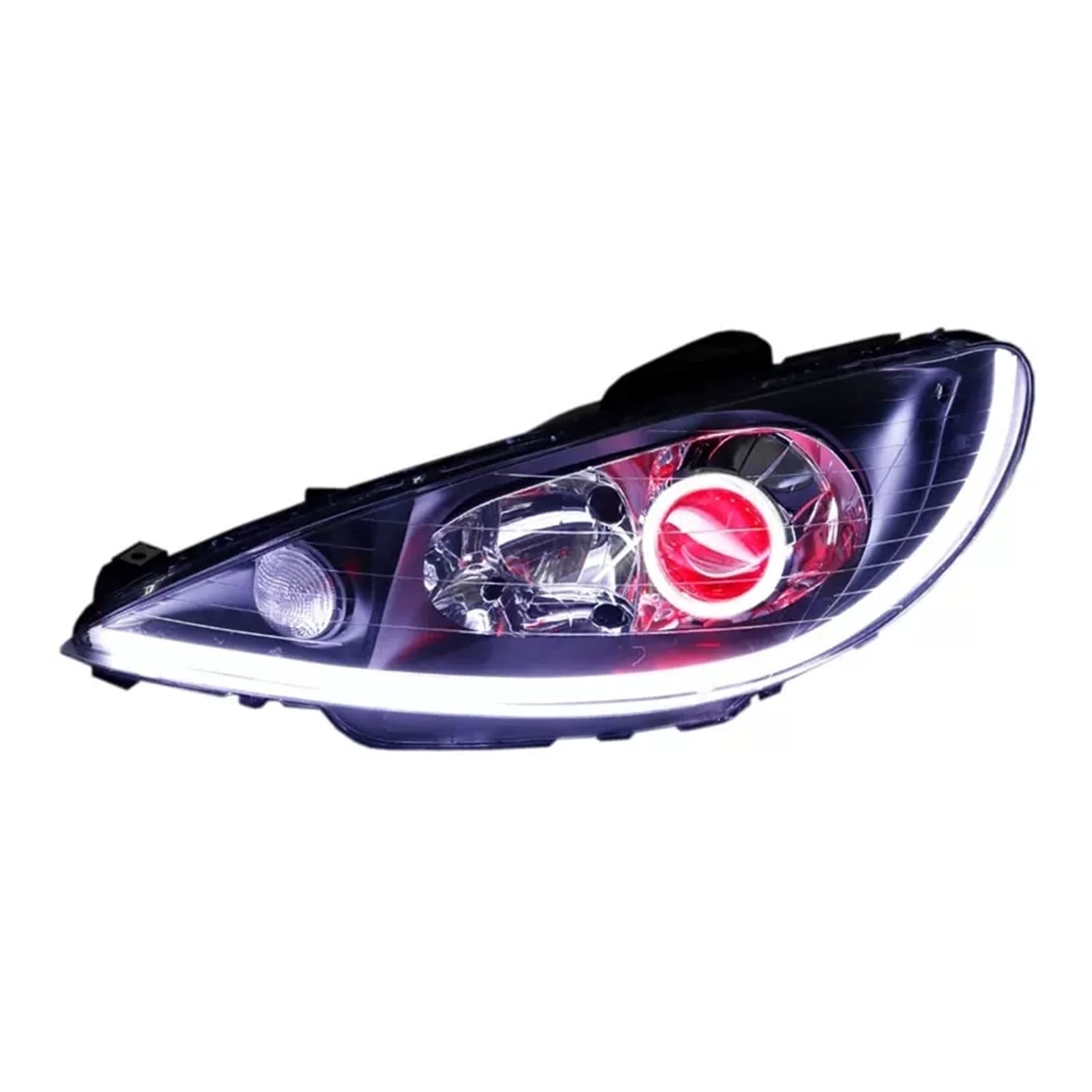 BOABEODVB Xenon LED Angel Eye Scheinwerfereinheit passend für Peugeot 206 CC 2004-2008 von BOABEODVB