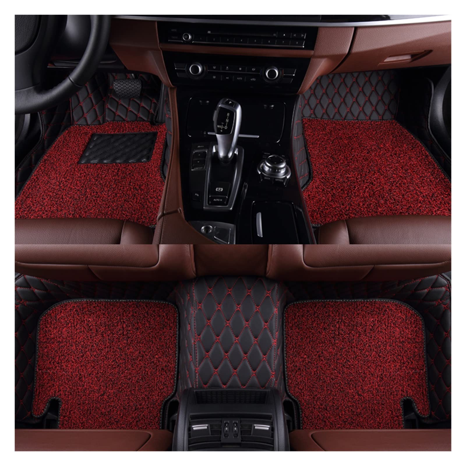 Benutzerdefinierte Doppelschicht Bodenmatte kompatibel mit Genesis G70 GV70 G80 GV80 2022 2021 2020 2019 Auto Teppich Zubehör Syling Interior Teil(Black Rot) von BOABEODVB