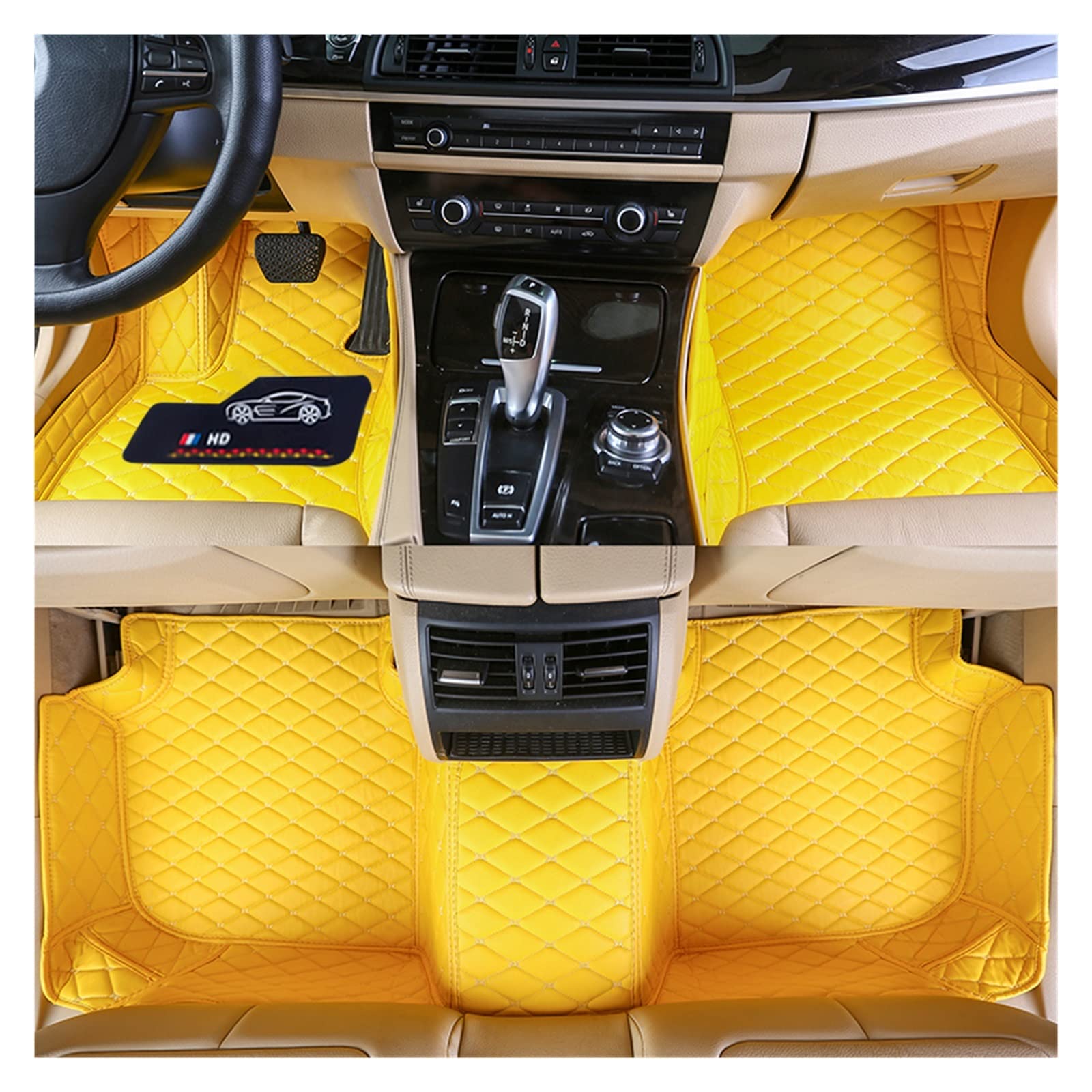 Benutzerdefinierte Fußmatten kompatibel mit BYD Yuan Atto 3 Plus 2021 2022 2023 2024 Auto Zubehör Pads Fuß Teppich(Yellow) von BOABEODVB