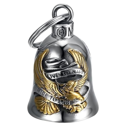 BOBIJOO JEWELRY - Clochette Moto Aigle US LIVE to Ride Porte-Bonheur MOCY Bell Acier inoxydable Argent Or von BOBIJOO JEWELRY