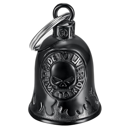 BOBIJOO JEWELRY - Clochette Moto Skull Ride to LIVE Porte-Bonheur MOCY Bell Acier inoxydable Noir von BOBIJOO JEWELRY