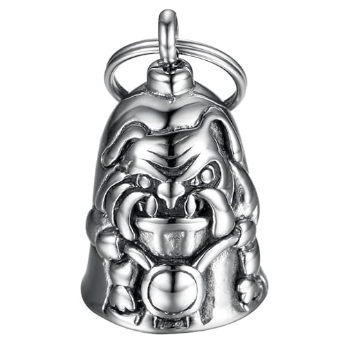 BOBIJOO JEWELRY - Porte-Bonheur Clochette Protection Moto Acier 316L Biker Triker Chien Mad Bulldog Molosse von BOBIJOO JEWELRY