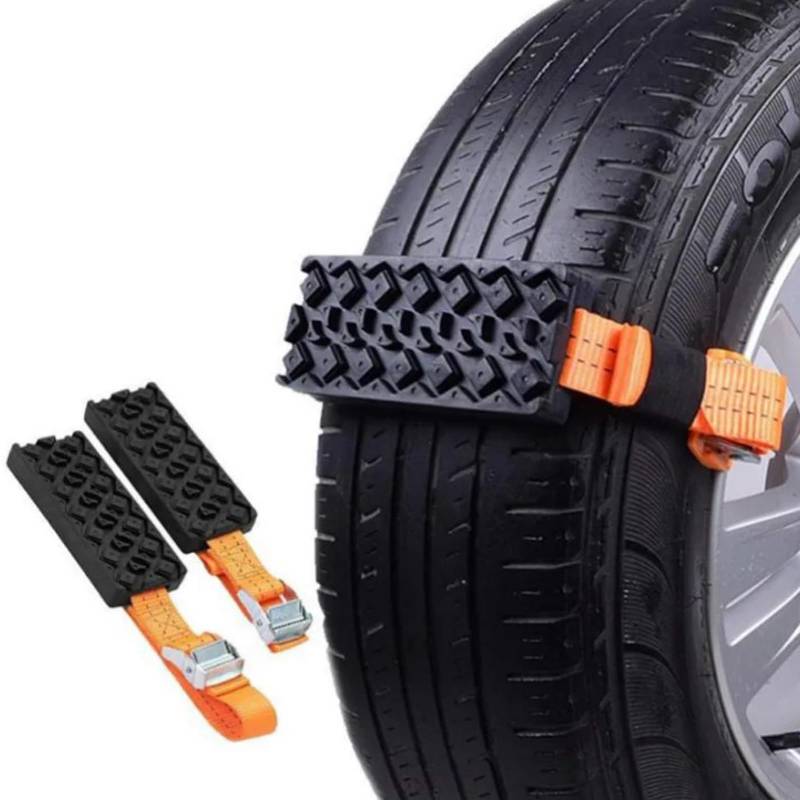 Rad-Reifenkette, 2 Stück Anfahrhilfe Wohnmobil Reifen-Traktionshilfe Gripmatte Verstellbare Sandbleche Anfahrhilfe Recovery Offroad Tracks Traktionsband Wohnmobil für Universal für alle Reifenarten von BODYGAD