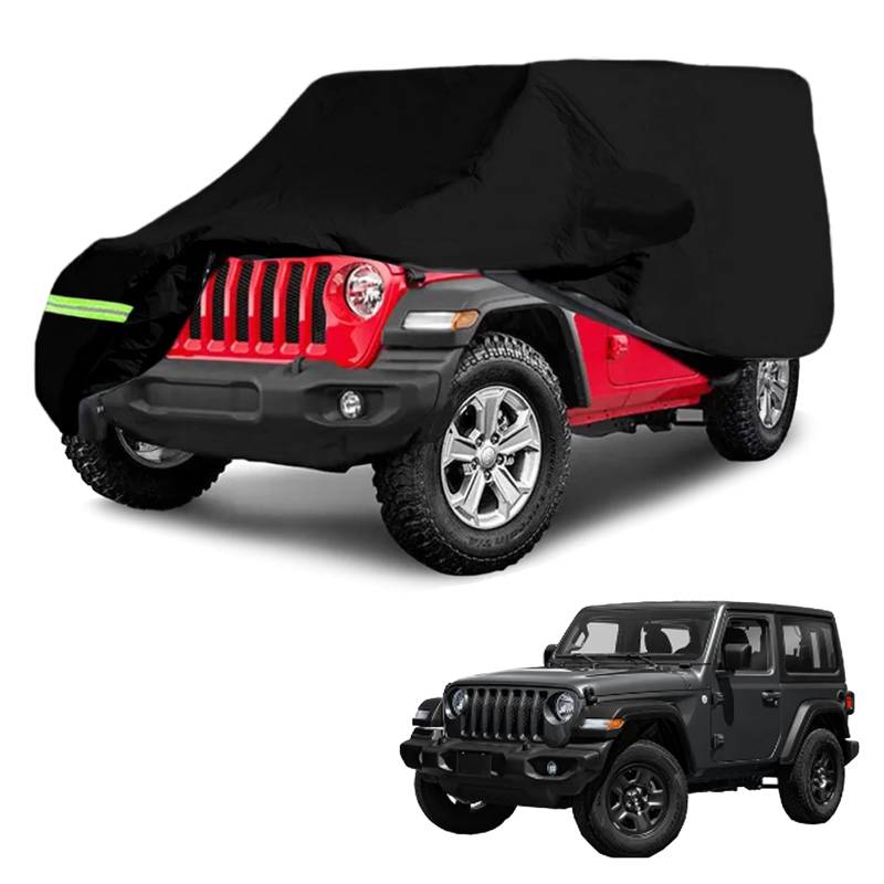 Autoabdeckung, wasserdichte Autoabdeckung für Jeep Wrangler 2 Tür Anti UV Auto Outdoor Indoor Auto Abdeckplane für CJ, YJ, TJ und JK 2 Tür Auto Ganzgarage Abdeckplane Winter Sommer Allwetter Abdeckung von BODYGAD