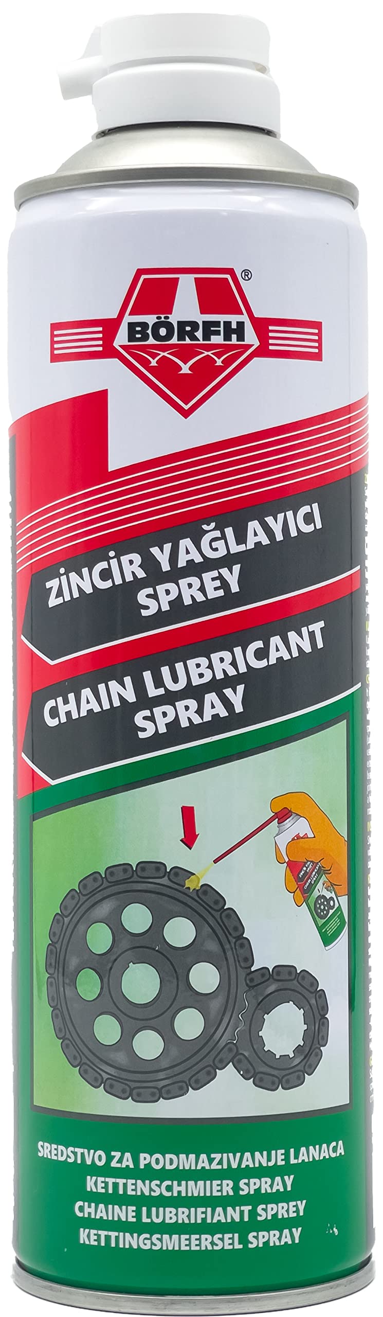 BÖRFH Kettenschmierspray – Langanhaltende Schmierung, Korrosionsschutz & Geräuschreduktion für Fahrrad, Motorrad und Industrieketten – 500ml von BÖRFH