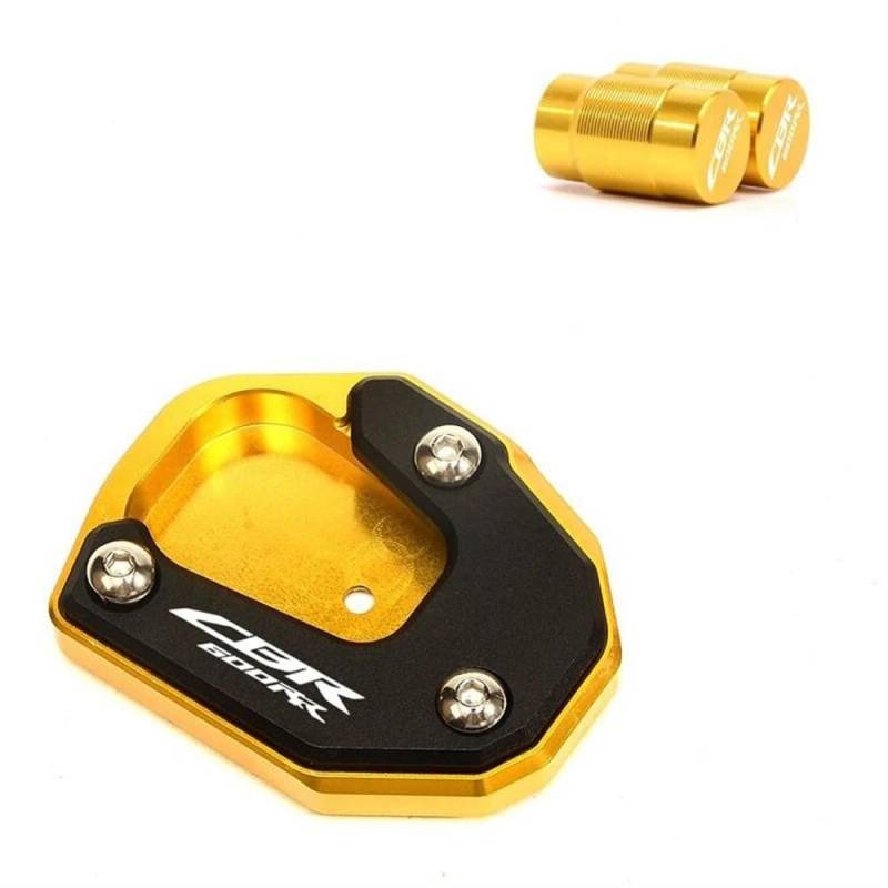 Motorrad Ständerverlängerung Für CBR600RR CBR 600RR 2007-2022 2021 2020 Motorrad Ventil Kappe & Kickstand Fuß Seite Stehen Verlängerung Pad Unterstützung Platte(Gold A) von BOEYDSE88