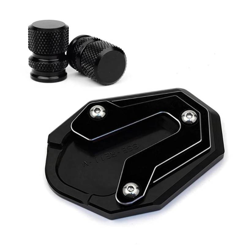 Motorrad Ständerverlängerung Für REBEL1100 DCT 2023 CMX1100 Rebel 1100 MT 2020-2024 Motorrad Ständer Fuß Seite Stehen Pad Platte Reifen Ventil Kappen(1Set-Black) von BOEYDSE88