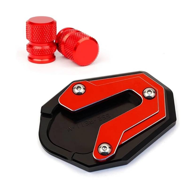 Motorrad Ständerverlängerung Für REBEL1100 DCT 2023 CMX1100 Rebel 1100 MT 2020-2024 Motorrad Ständer Fuß Seite Stehen Pad Platte Reifen Ventil Kappen(1Set-Red) von BOEYDSE88