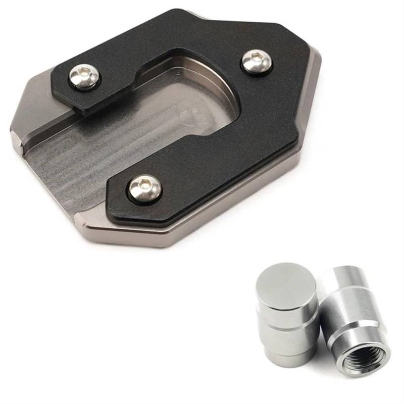 Motorrad Ständerverlängerung Für Vu&lc&an S 650 VN650 2015-2023 2024 Motorrad CNC Fuß Seite Stehen Verlängerung Pad Enlarger Platte Reifen Ventil Kappe(1 set Titanium) von BOEYDSE88