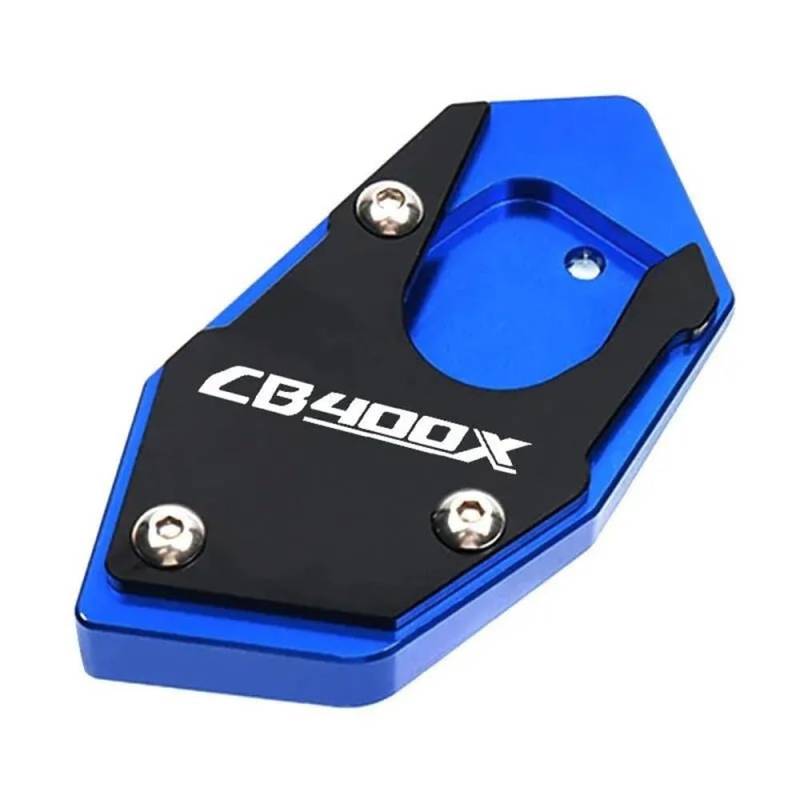 Motorrad Ständerverlängerung Motorrad CNC Kickstand Fuß Seitenständer Verlängerung Pad Stützplatte Für CB400X CB 400X CB400 X 2021 2022 2023(Blue) von BOEYDSE88