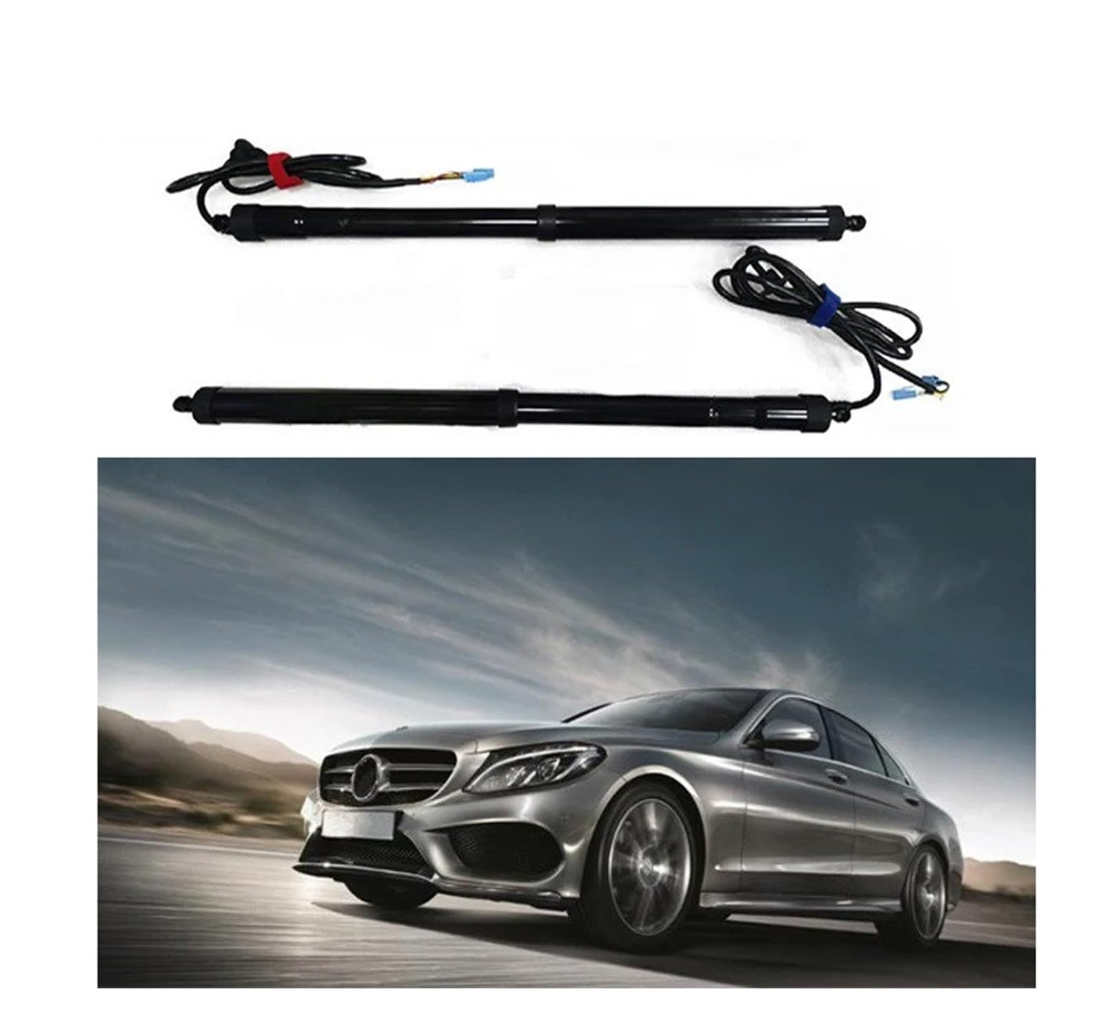 Antriebseinheit Heckklappe Gasdruckfeder Für Benz C-Klasse 2011-2023 Auto Power Stamm Lift Elektrische Hatch Heckklappe Heckklappe Strut Auto Hinten Tür Antrieb(with Kick Sensor) von BOHHO