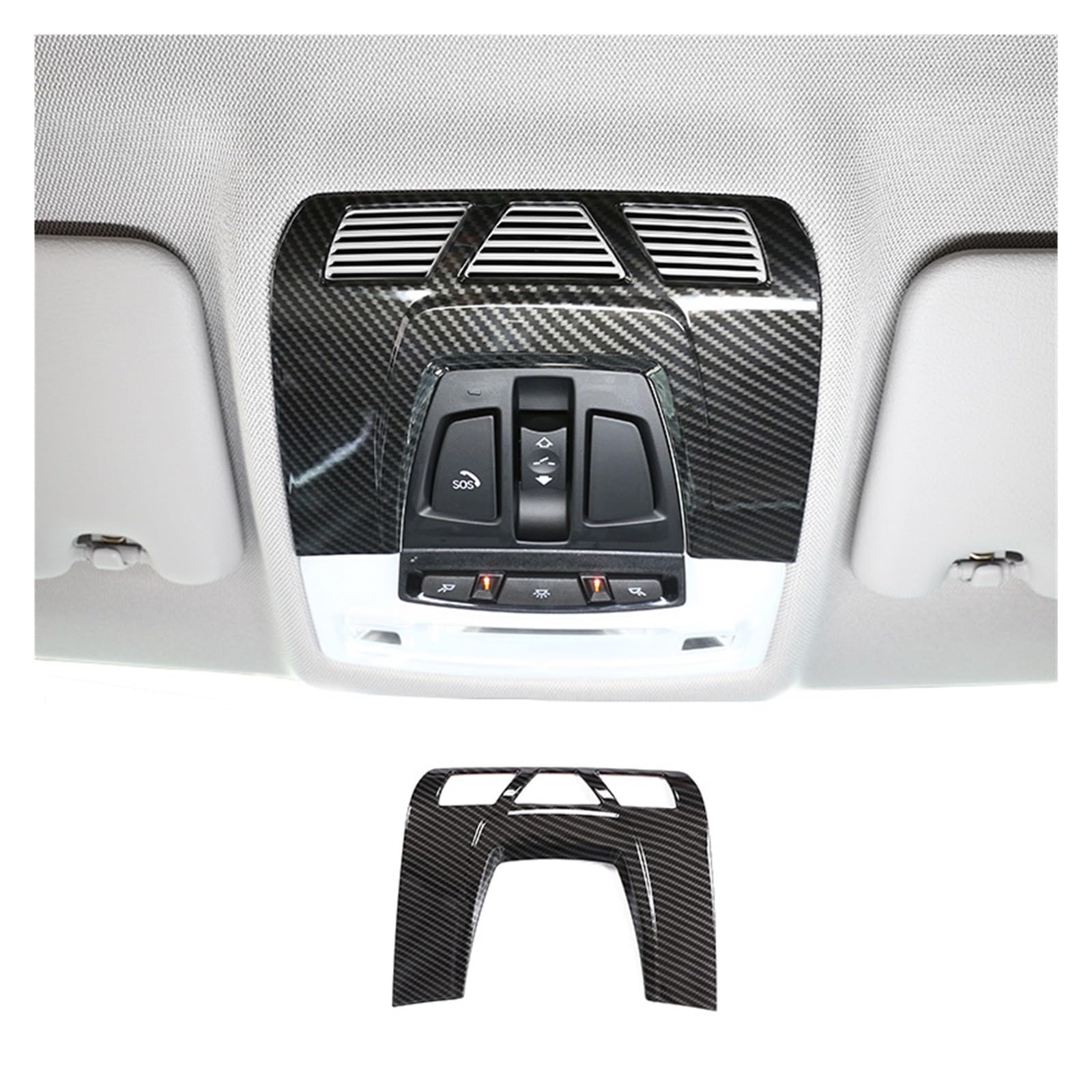 Auto Innen Zubehör Für 1 2 3 4 Serie X1 X2 X5 X6 Carbon Faser Auto Innen Vorne Lesen Licht Lampe Panel Abdeckung Trim Innen Dach Lampe Auto Innenraum Zubehör(Reading lamp panel) von BOHHO