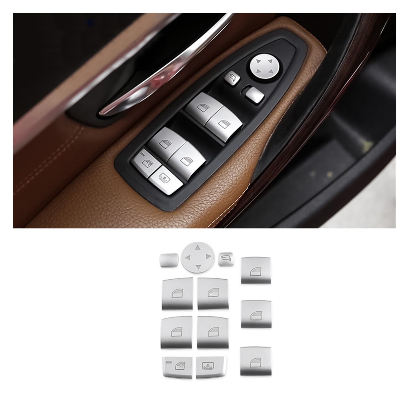 Auto Innen Zubehör Für 1 3 4 5 6 7 Serie X3 X4 X5 X6 Chrom ABS Auto Fenster Lift-Taste Schalter Abdeckung Trim Auto Innen Zubehör Auto Innenraum Zubehör(11pcs) von BOHHO