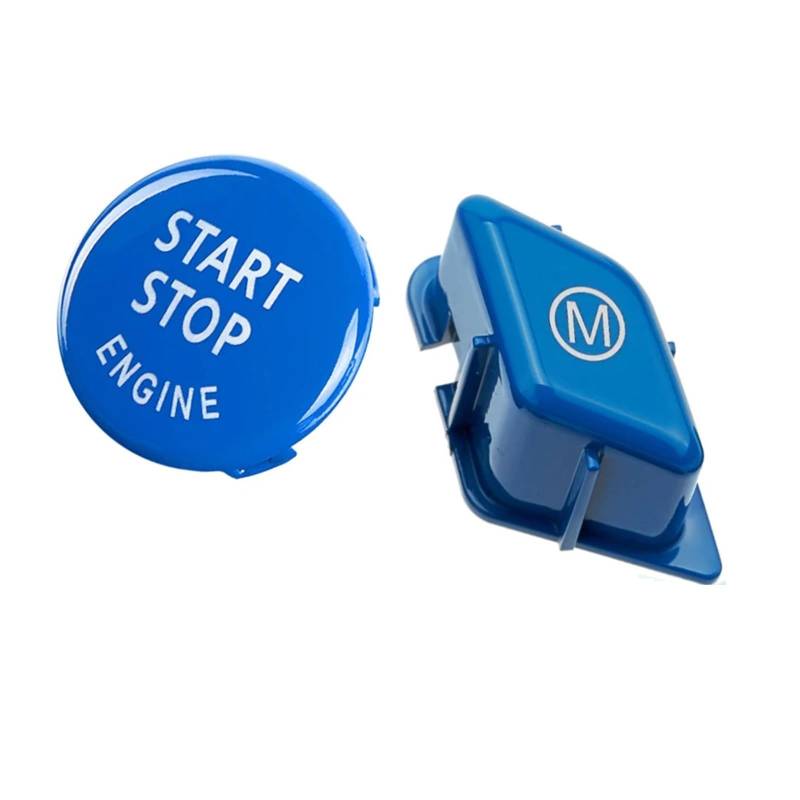 Auto Innen Zubehör Für 1 3 Serie E82 E87 E90 E92 E93 M3 X1 E84 Auto Lenkrad Start Stop Motor Schalter Taste Abdeckung Ersetzen Auto Innenraum Zubehör(Blue B) von BOHHO