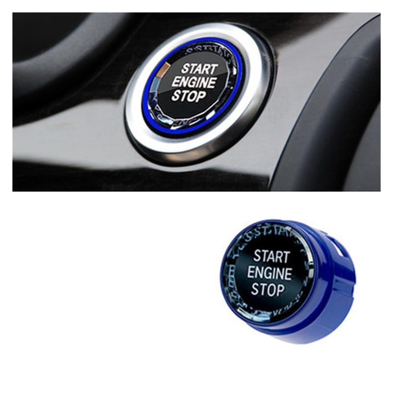 Auto Innen Zubehör Für 5 6 7 Serie F10 F11 F12 F01 F02 2009-2013 Auto Kristall Stil Motor Start Stop Schalter Zündung Taste Trim Abdeckung Ersetzen Auto Innenraum Zubehör(Blue) von BOHHO