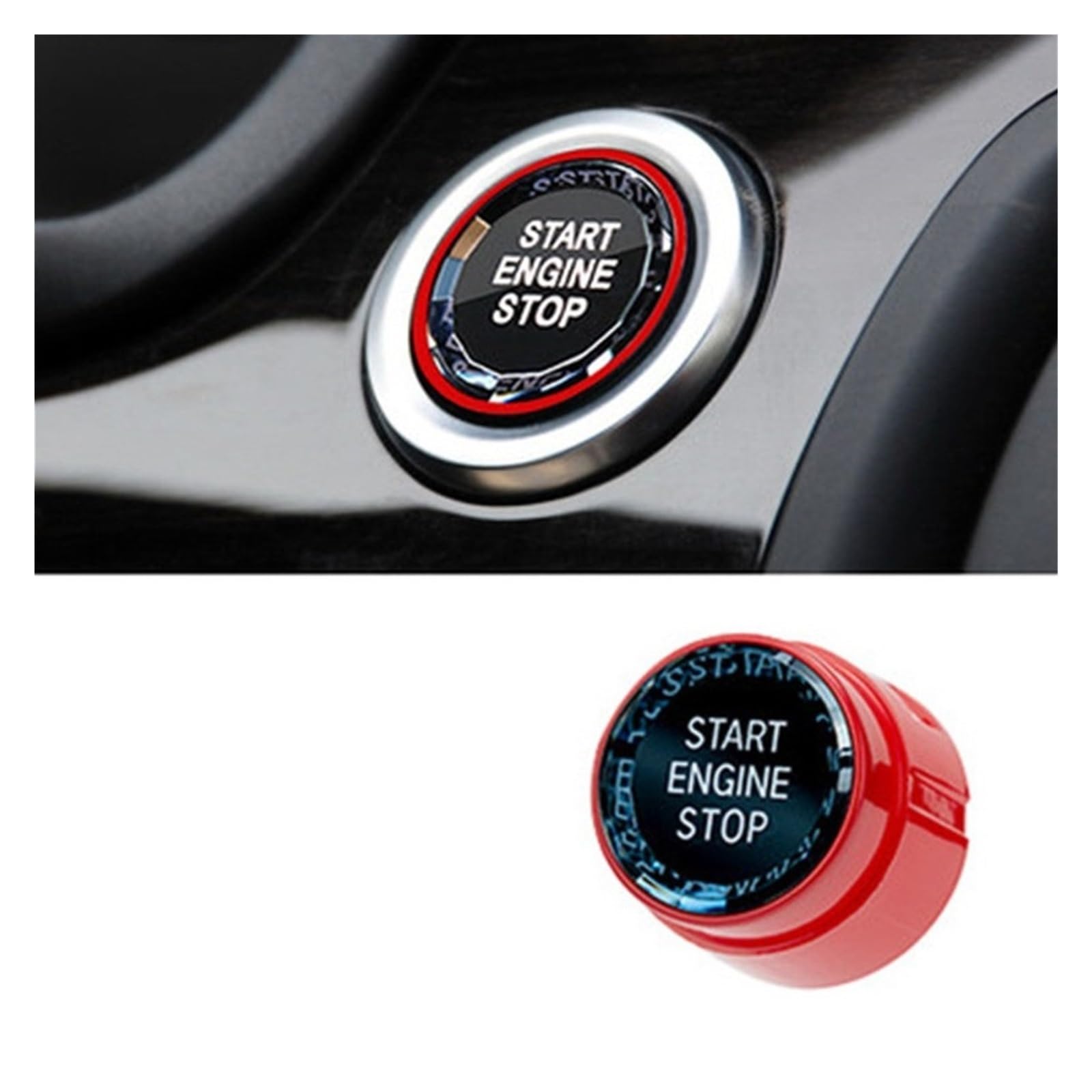 Auto Innen Zubehör Für 5 6 7 Serie F10 F11 F12 F01 F02 2009-2013 Auto Kristall Stil Motor Start Stop Schalter Zündung Taste Trim Abdeckung Ersetzen Auto Innenraum Zubehör(Red) von BOHHO