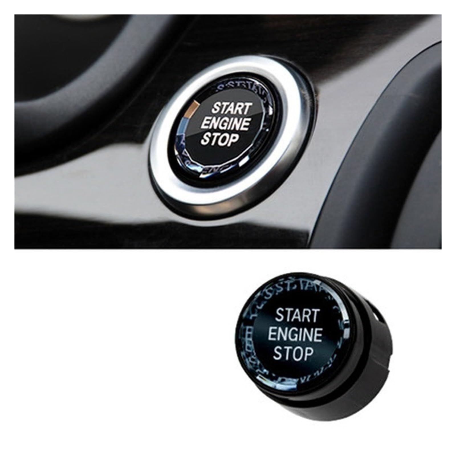 Auto Innen Zubehör Für 5 6 7 Serie F10 F11 F12 F01 F02 2009-2013 Auto Kristall Stil Motor Start Stop Schalter Zündung Taste Trim Abdeckung Ersetzen Auto Innenraum Zubehör(Schwarz) von BOHHO