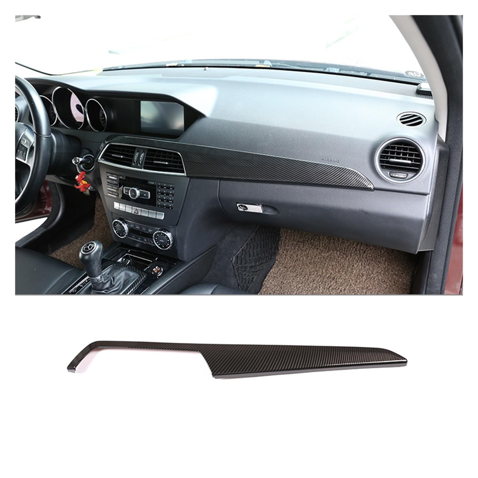 Auto Innen Zubehör Für Benz C Klasse W204 2010-2013 ABS Auto Interior Center Konsole Schutz Panel Abdeckung Trim Auto Zubehör Auto Innenraum Zubehör(Carbon Fiber) von BOHHO