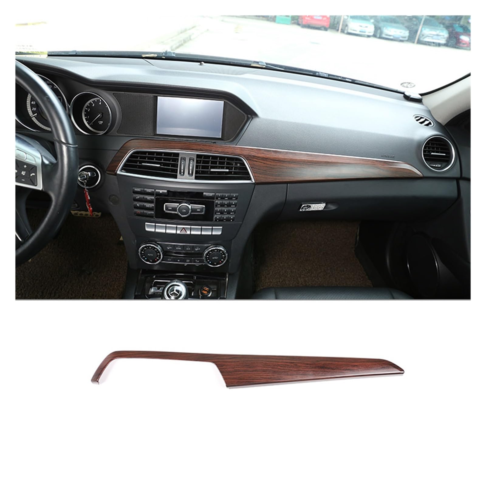 Auto Innen Zubehör Für Benz C Klasse W204 2010-2013 ABS Auto Interior Center Konsole Schutz Panel Abdeckung Trim Auto Zubehör Auto Innenraum Zubehör(Pine wood grain) von BOHHO