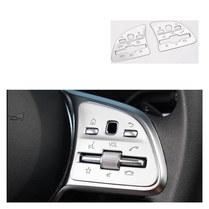 Auto Innen Zubehör Für Benz Für GLB Für GLA Für CLA Auto Lenkrad Klimaanlage Taste Abdeckungen Aufkleber Zündung Start-Taste Dekor Abdeckung Trim Auto Innenraum Zubehör(2Pcs) von BOHHO