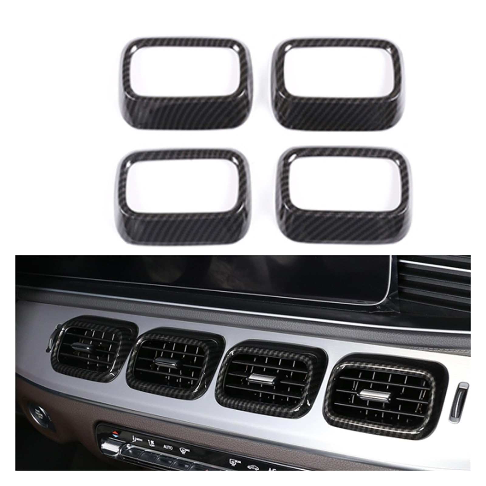 Auto Innen Zubehör Für Benz Für GLE Für GLS W167 Für GLE350 X167 2020-2024 Auto Zentrale Steuerung Air Vent Outlet Rahmen Abdeckung Trim Innen Zubehör Auto Innenraum Zubehör(Carbon fiber Style) von BOHHO