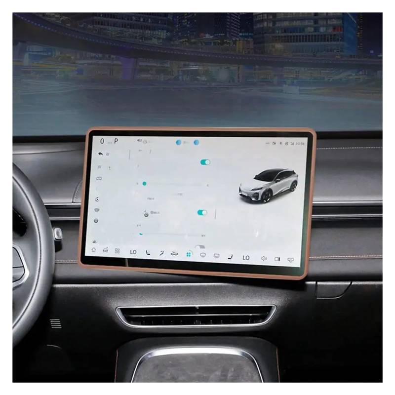 Auto Innen Zubehör Für Changan Für DEEPAL S7 Ed Für Abdeckung Zentrale Steuerung Navigation Screen Protector Trim Auto Zubehör Silikon Bildschirm Schutz Rahmen Auto Innenraum Zubehör(Brown) von BOHHO