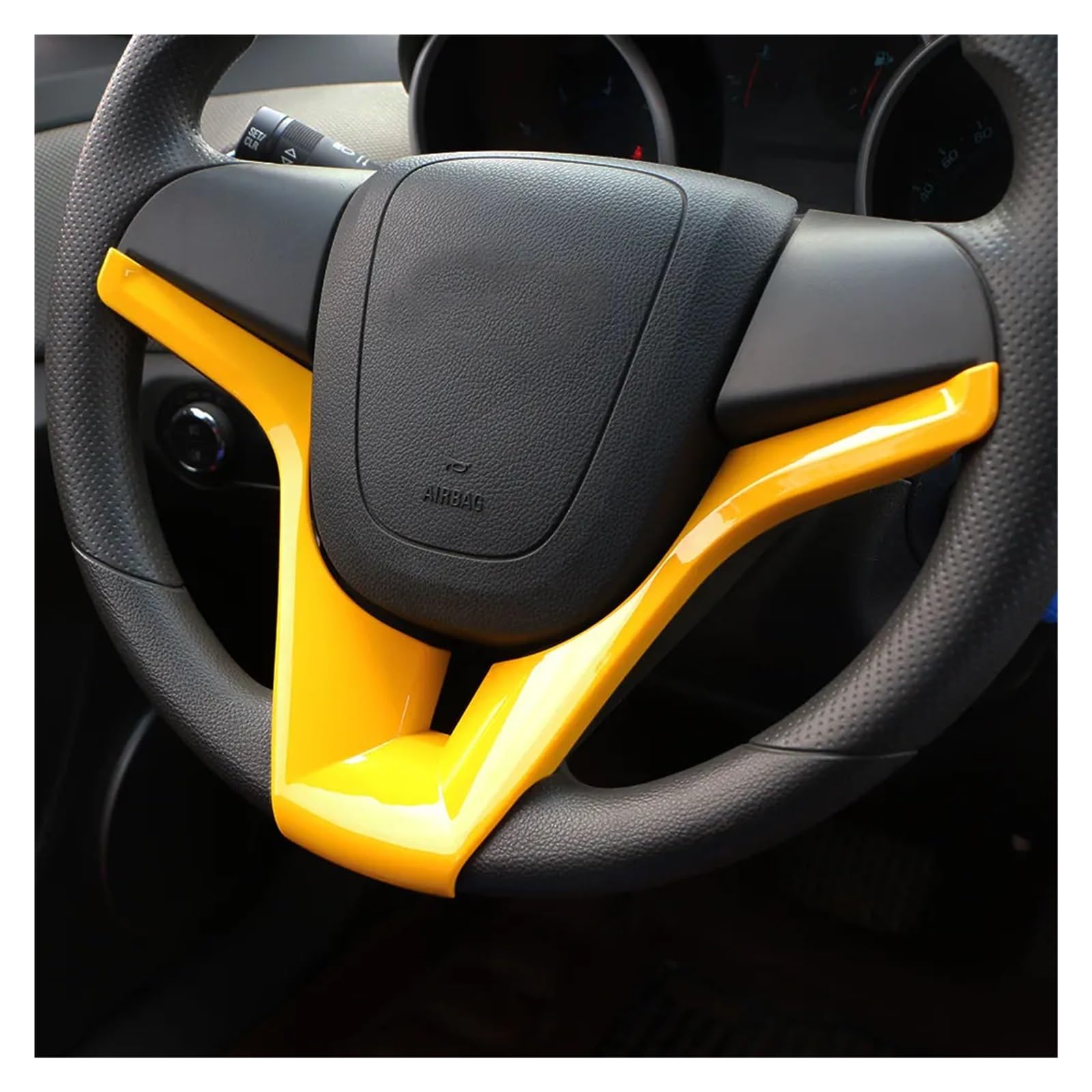 Auto Innen Zubehör Für Chevrolet Für Cruze Limousine Fließheck 2009-2014 Auto Lenkrad Trim Abdeckung Chrom Aufkleber Zubehör Auto Innenraum Zubehör(Paint yellow) von BOHHO