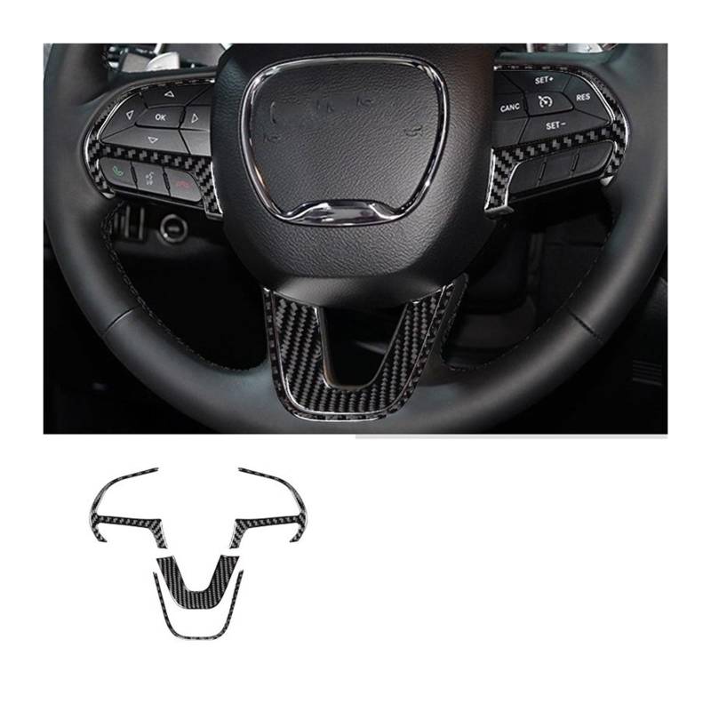 Auto Innen Zubehör Für Dodge Für Ladegerät 2015 2016 2017 2018 2019 2020 2021 2022 Carbon Fiber Lenkrad Logo Taste Rahmen Aufkleber Auto Innen Auto Innenraum Zubehör(C) von BOHHO