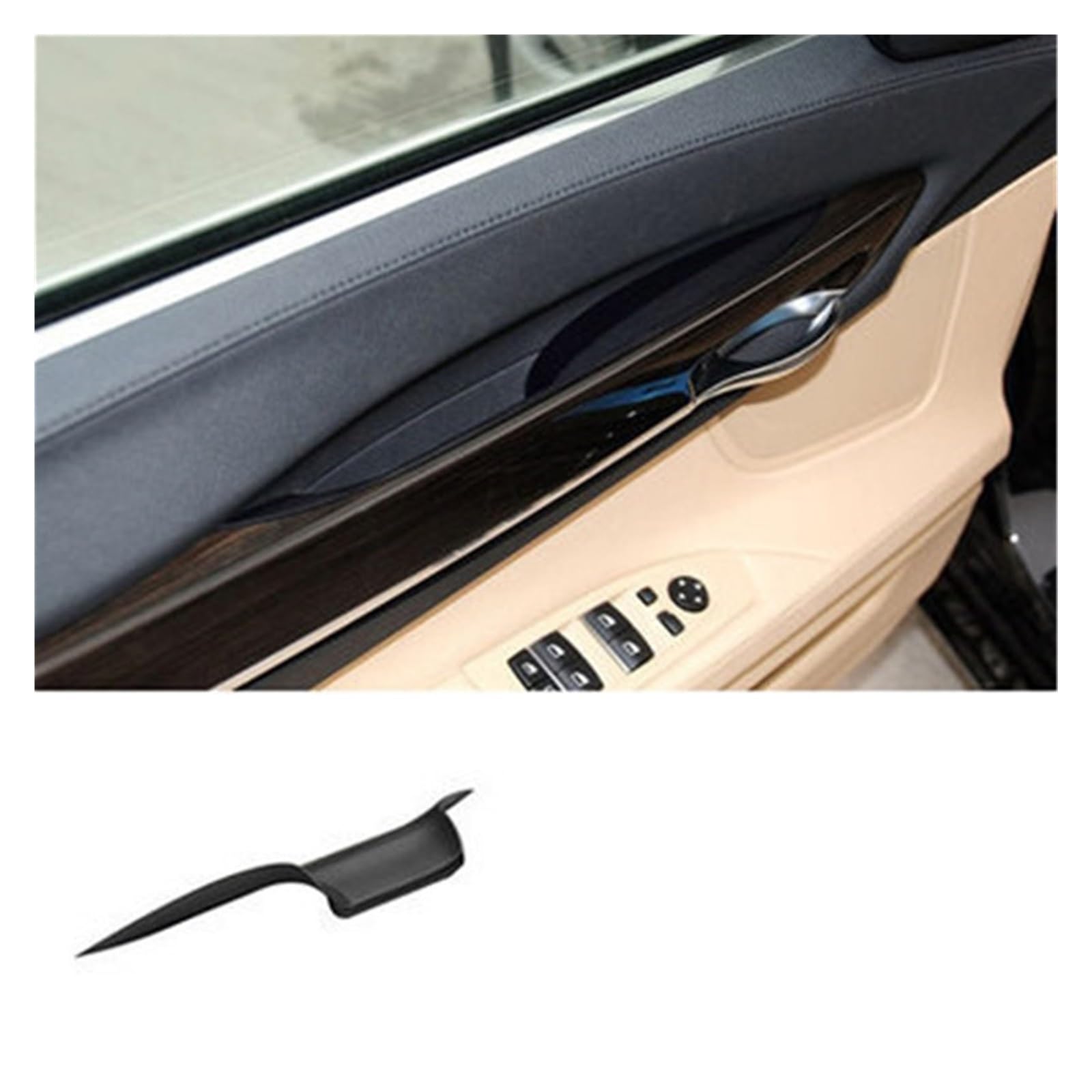 Auto Innen Zubehör Für F01 F02 7 Serie 730 740 750 760 2009-2015 Schwarz Carbon Look Auto Innen Griff Innen Tür Panel Pull Trim Abdeckung Auto Innenraum Zubehör(Front Left Black) von BOHHO