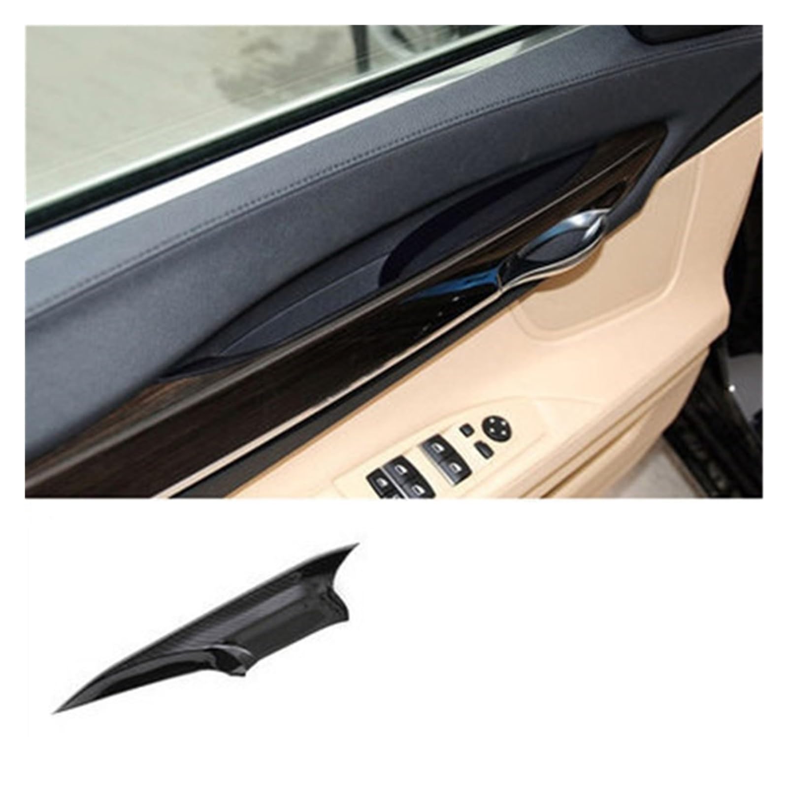 Auto Innen Zubehör Für F01 F02 7 Serie 730 740 750 760 2009-2015 Schwarz Carbon Look Auto Innen Griff Innen Tür Panel Pull Trim Abdeckung Auto Innenraum Zubehör(Front Left Carbon) von BOHHO