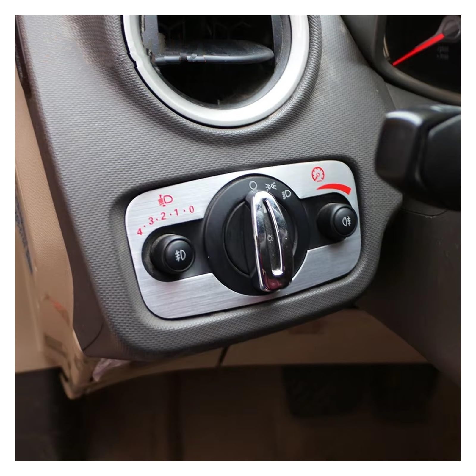 Auto Innen Zubehör Für Ford Für Fiesta Für Ecosport 2012 2013 2014 2015 2016 Auto Scheinwerfer Einstellen Panel Schalter Knopf Pailletten Aufkleber LHD Zubehör Auto Innenraum Zubehör(Red) von BOHHO