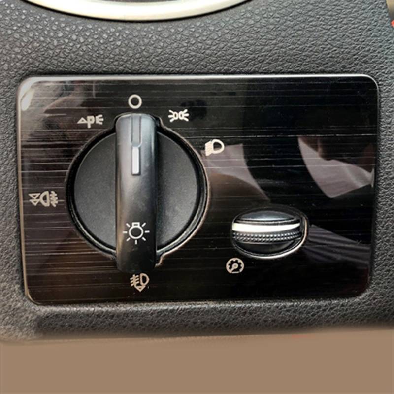 Auto Innen Zubehör Für Ford Für Focus 2 MK2 2005-2011 Auto Auto Scheinwerfer Schalter Einstellung Knopf Panel Abdeckung Trim Aufkleber LHD Zubehör Auto Innenraum Zubehör(2hole black) von BOHHO