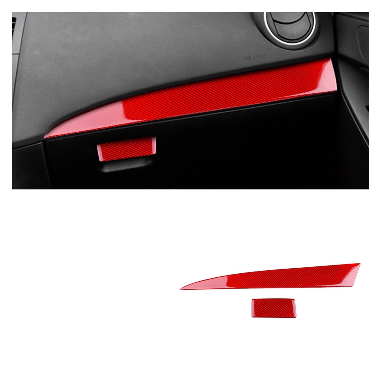 Auto Innen Zubehör Für Mazda 3 2010 2011 2012 2013 Co-pilot Dashboard Halter Trim Innen Abdeckung Aufkleber Auto Zubehör Weiche Carbon Faser Auto Innenraum Zubehör(LHD Red Carbon) von BOHHO