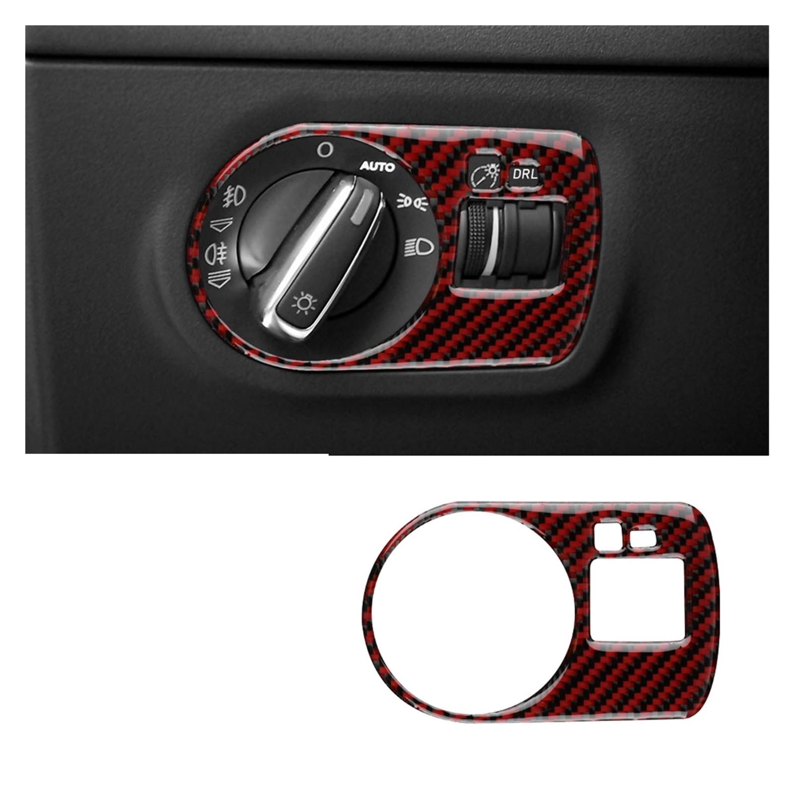 Auto Innen Zubehör Für TT Für Roadster MK2 2007 2008 2009 2010 2011 2012 2013 2014 Zubehör Innen Auto Scheinwerfer Schalter Control Abdeckung Trim Carbon Faser Auto Innenraum Zubehör(B Black with Red) von BOHHO