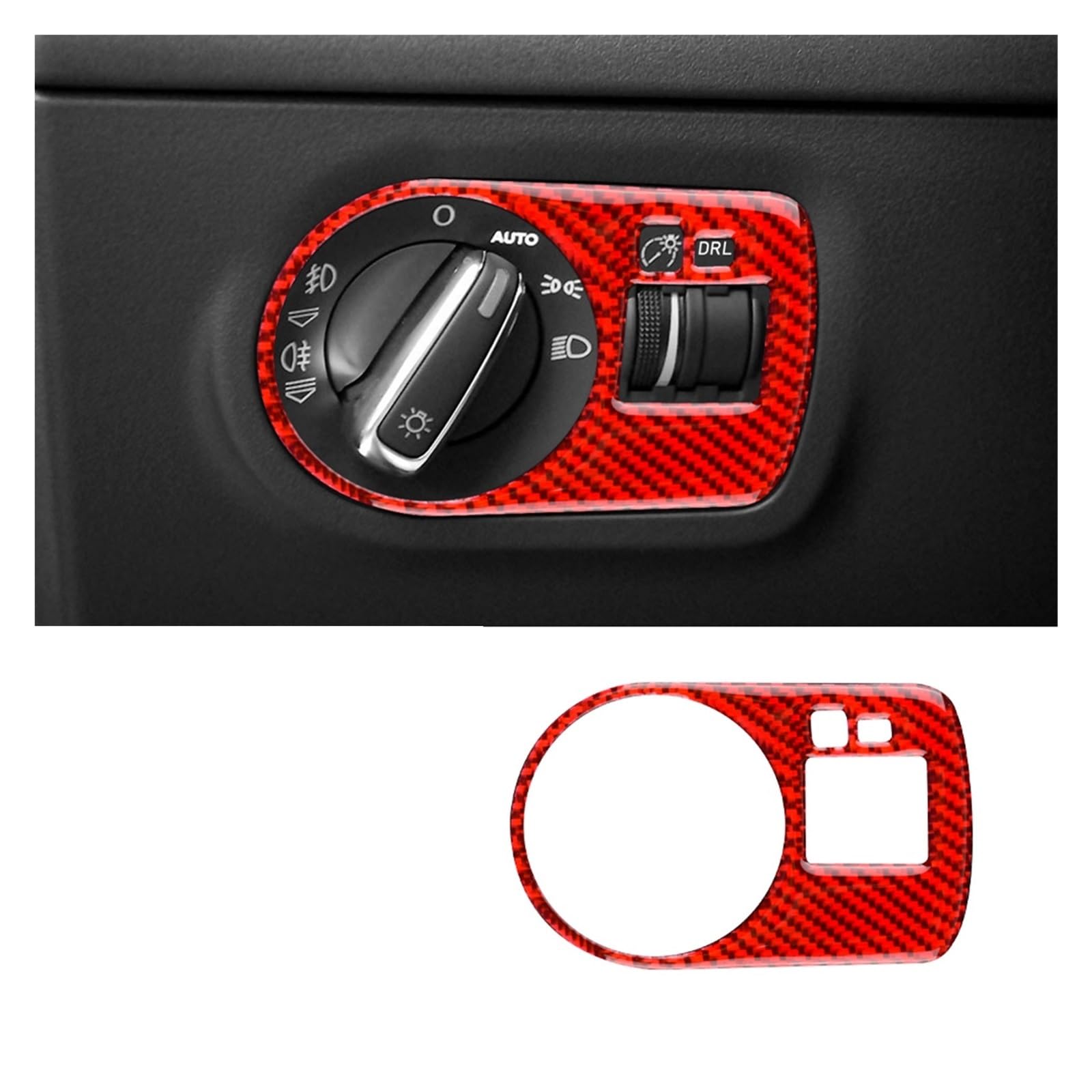 Auto Innen Zubehör Für TT Für Roadster MK2 2007 2008 2009 2010 2011 2012 2013 2014 Zubehör Innen Auto Scheinwerfer Schalter Control Abdeckung Trim Carbon Faser Auto Innenraum Zubehör(B Red) von BOHHO